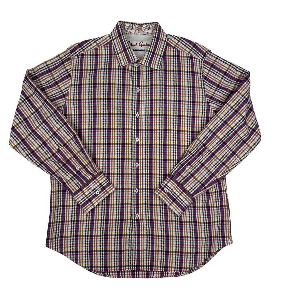 Robert Graham Exclusive Mens Large Classic Fit Plaid Long Sleeve Button Down